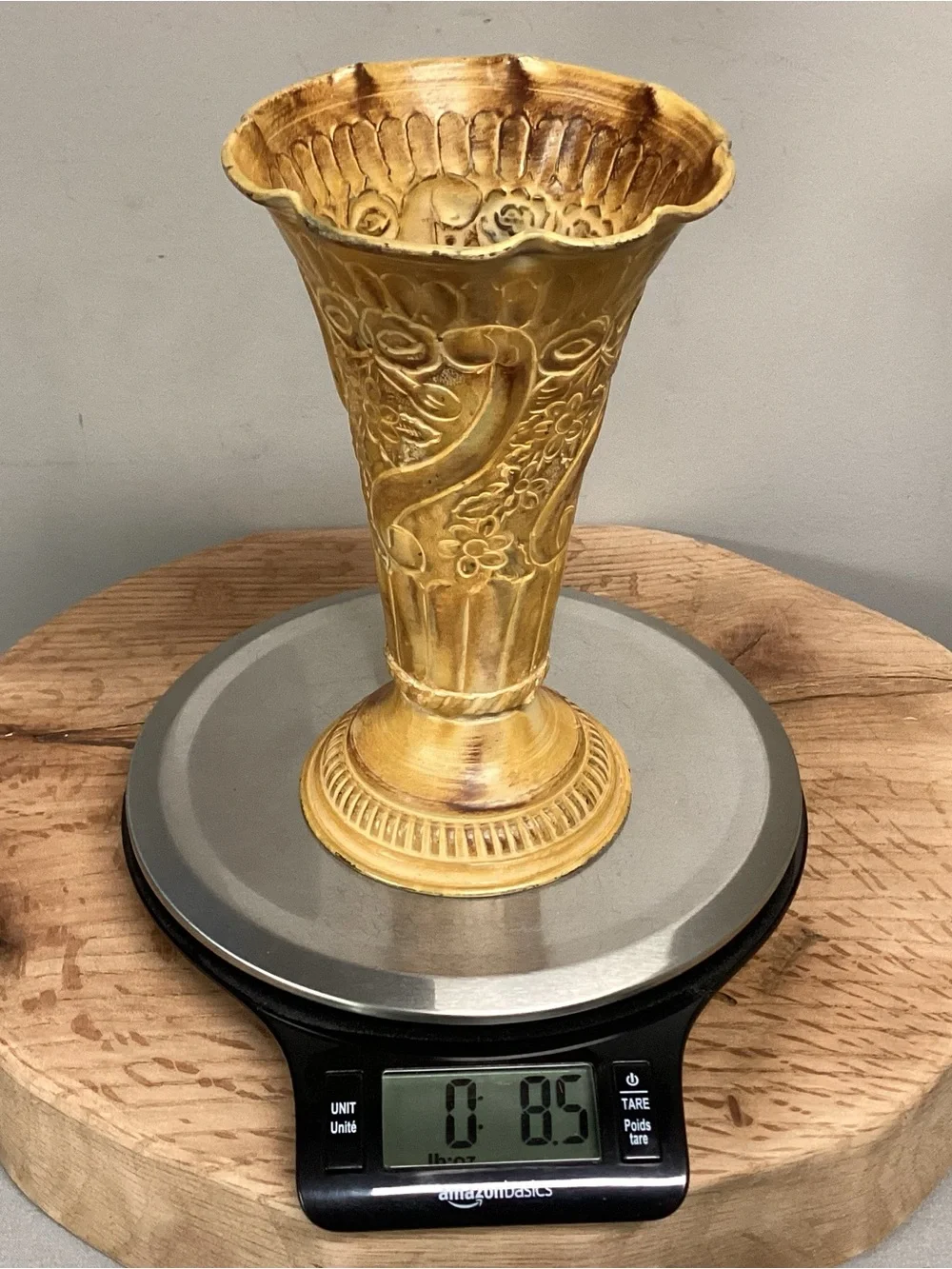 🟡 Vintage - Solid Brass Painted Vase - Candle Holder - Decor Piece - Unique